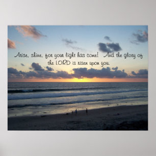 Beach Sunset Arise Isaiah 60:1 Skriv ut Poster