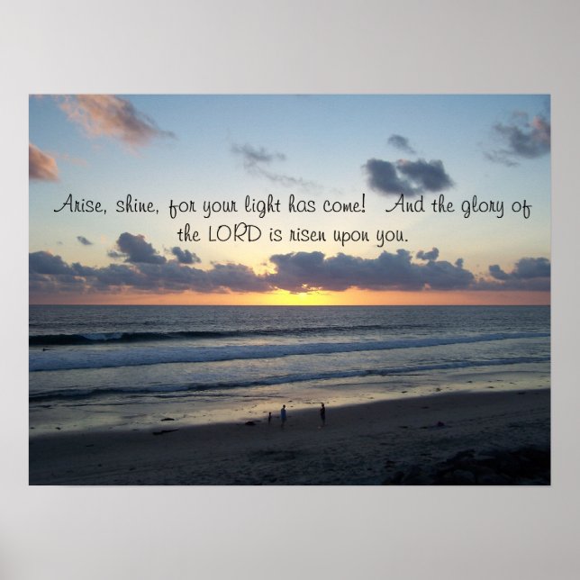 Beach Sunset Arise Isaiah 60:1 Skriv ut Poster (Framsidan)