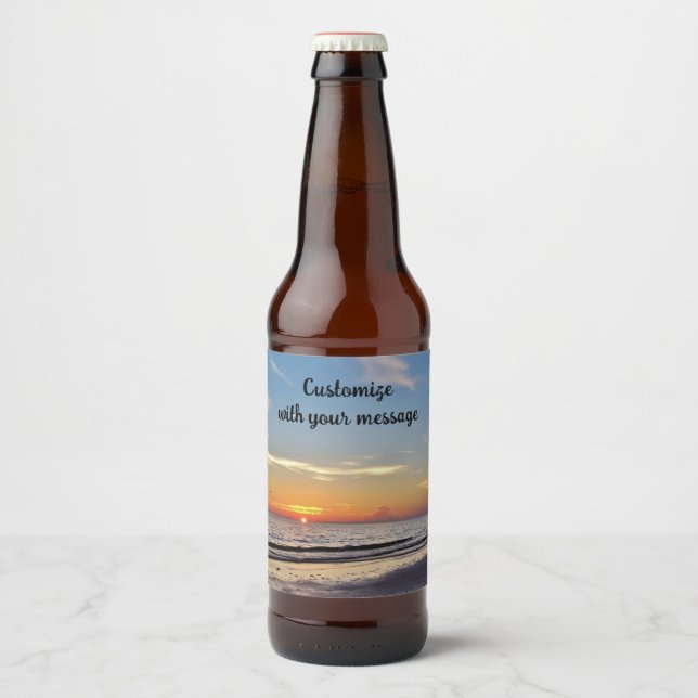 Beach Sunset Beer Flaska-etikett Ölflaska Etikett (Framsida)