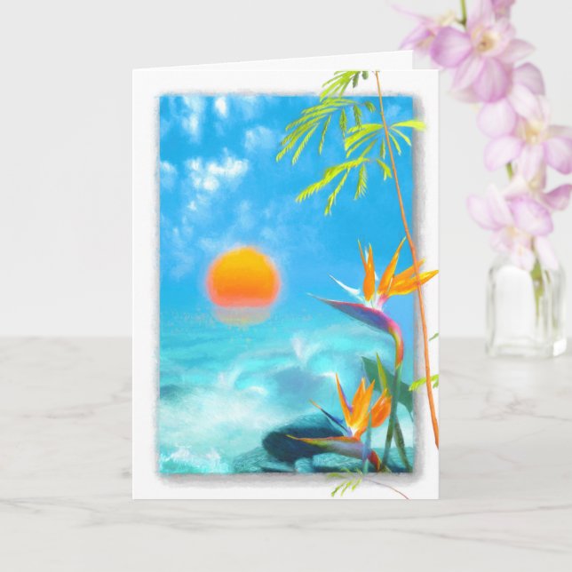 BEACH SUNSET Birds of Paradise Kort (Orkide)