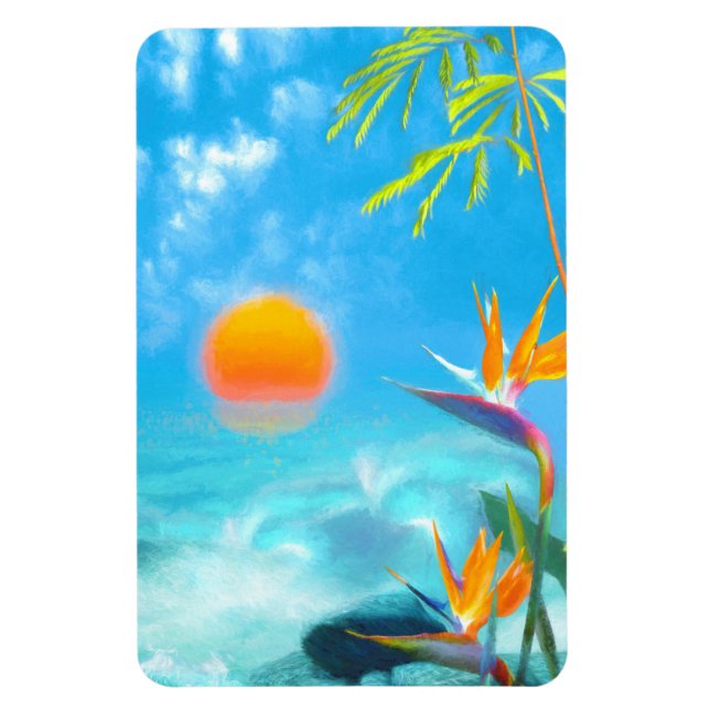 BEACH SUNSET Birds of Paradise Magnet (Vertikal)