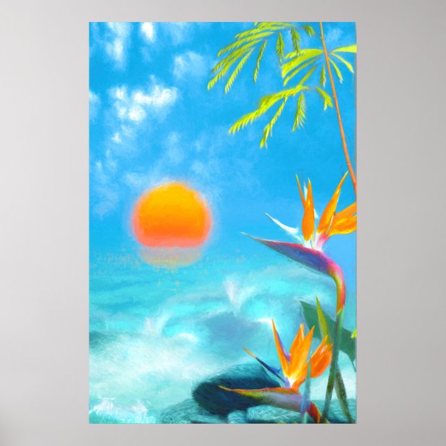 BEACH SUNSET Birds of Paradise Poster (Framsidan)