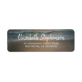 Beach Sunset Bröllop Returadress Etikett