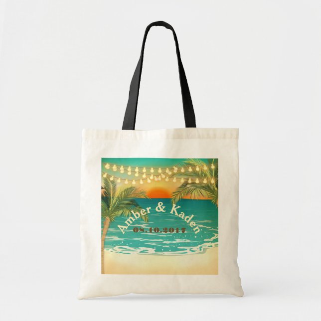 Beach Sunset Bröllop Tote Tygkasse (Framsidan)
