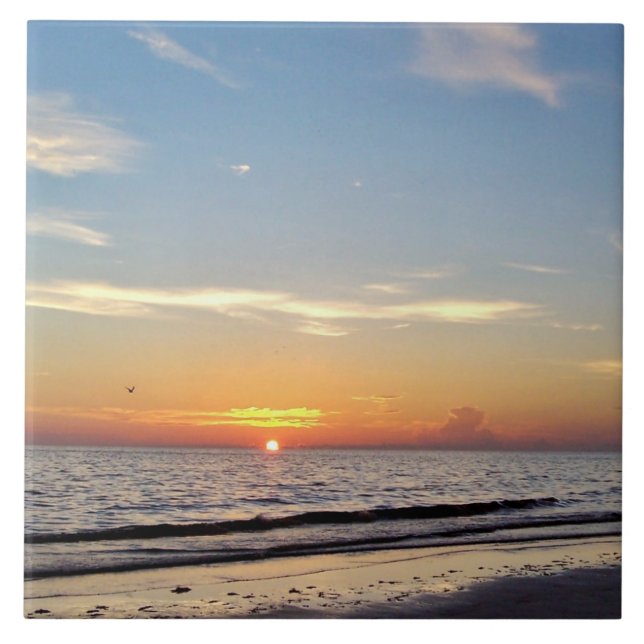Beach Sunset Ceramic Tile Kakelplatta (Framsidan)