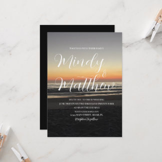 Beach Sunset Down Destination Wedding Invitation Inbjudningar