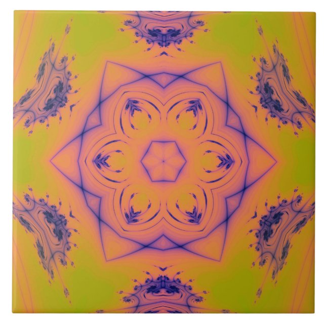 Beach Sunset High Contrast Mandela Kakelplatta (Framsidan)