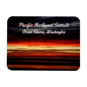 Beach sunset in Ocean Shoes, WA-foto Magnet