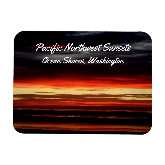 Beach sunset in Ocean Shoes, WA-foto Magnet (Horisontell)
