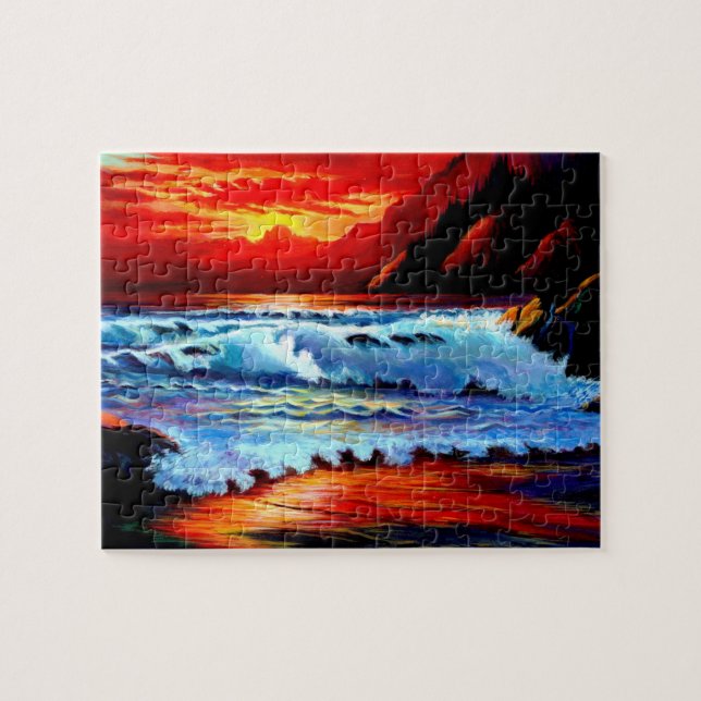 Beach Sunset Jigszawa Puzzle Pussel (Horisontell)