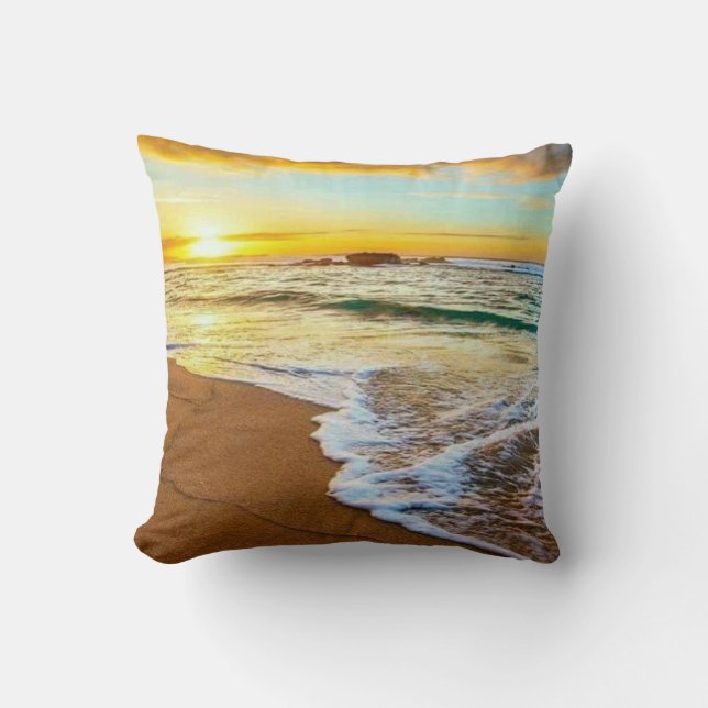 Beach Sunset Kudde (Framsida)