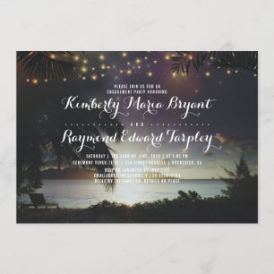 Beach Sunset Ljus Tropical Förlovningsfest Inbjudningar