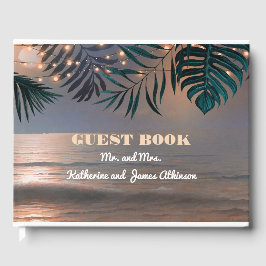 Beach Sunset och Handflatan Ljus Destination Weddi Gästböcker