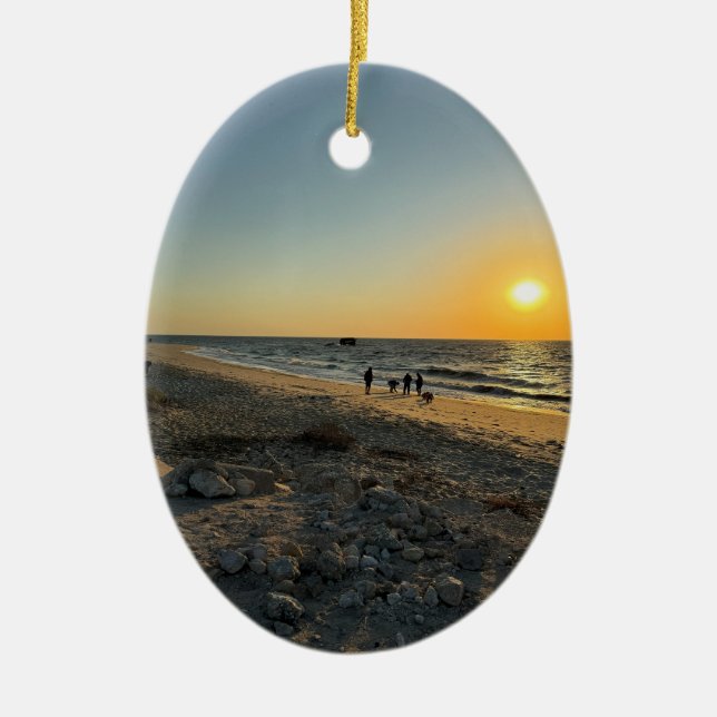 Beach Sunset Photo Ornament (Framsidan)