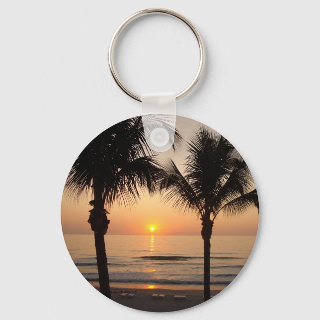 Beach Sunset Photography Nature Nyckelring Art Trä (Framsida)