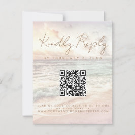 Beach Sunset Seaside Wedding Scan Code RSVP OSA Kort