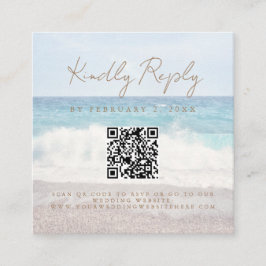 Beach Sunset Seaside Wedding Scan Code RSVP Tilläggskort