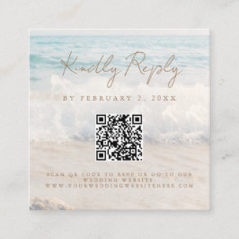 Beach Sunset Seaside Wedding Scan Code RSVP Tilläggskort