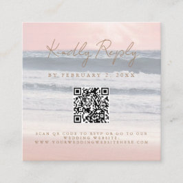 Beach Sunset Seaside Wedding Scan Code RSVP Tilläggskort
