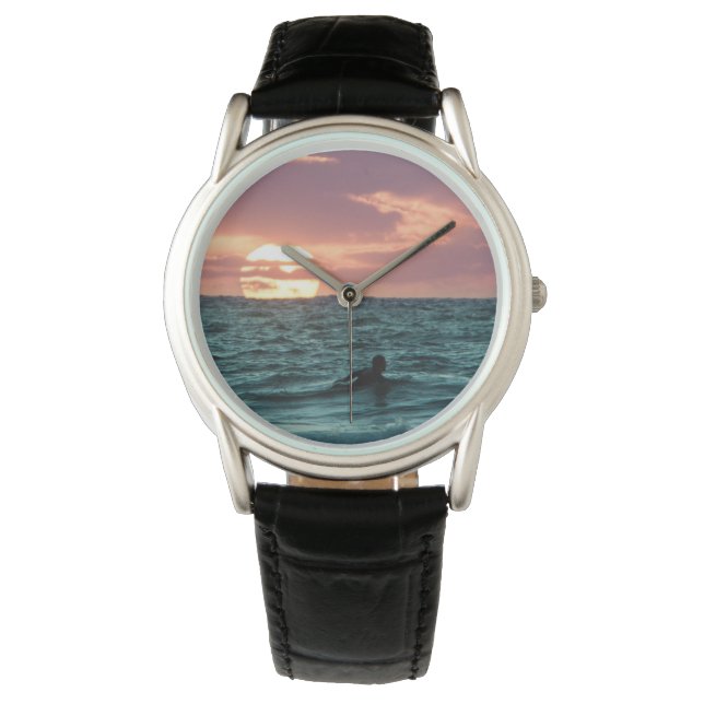 Beach Sunset Surfer | Idrott Armbandsur (Framsida)