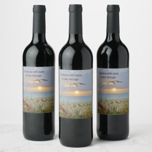 Beach Sunset Vin-etikett Vinflaska Etikett