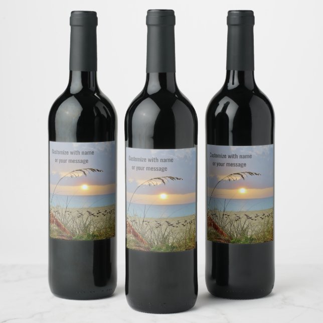 Beach Sunset Vin-etikett Vinflaska Etikett (Flaskor)