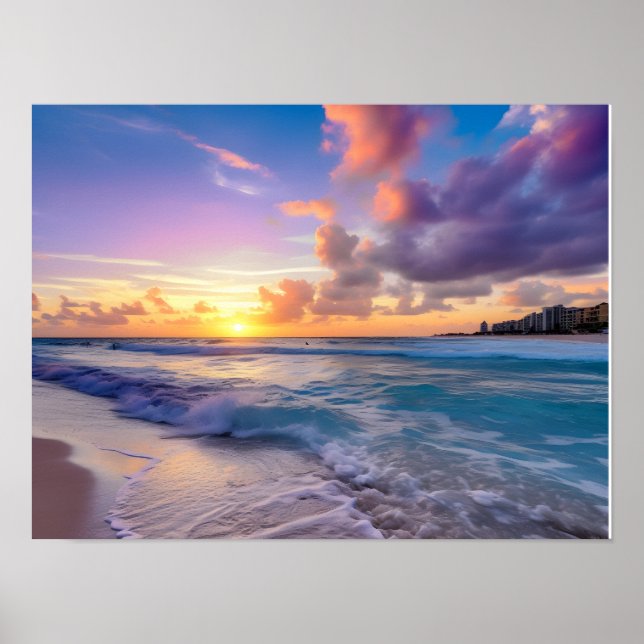 Beach Sunset with Clouds Poster (Framsidan)