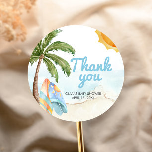 Beach Surf Baby ombord Baby Shower Runt Klistermärke