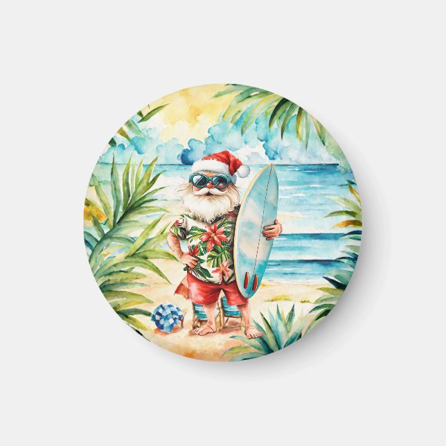 Beach Surf Christmas Party with Santa Claus  Magnet (Framsidan)