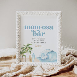 Beach Surfa Baby Shower Mimosa Pub Sign Poster