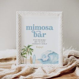 Beach Surfa Baby Shower Mimosa Pub Sign Poster