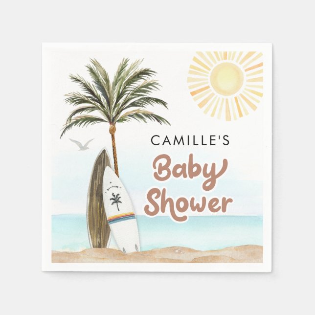 Beach Surfa Baby Shower Papper Pappersservett (Framsidan)