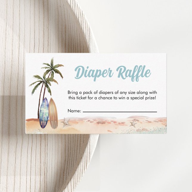 Beach Surfa Boare Diaper Raffle Baby Shower Tilläggskort (Skapare uppladdad)