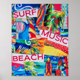 Beach & Surfa Collage Poster