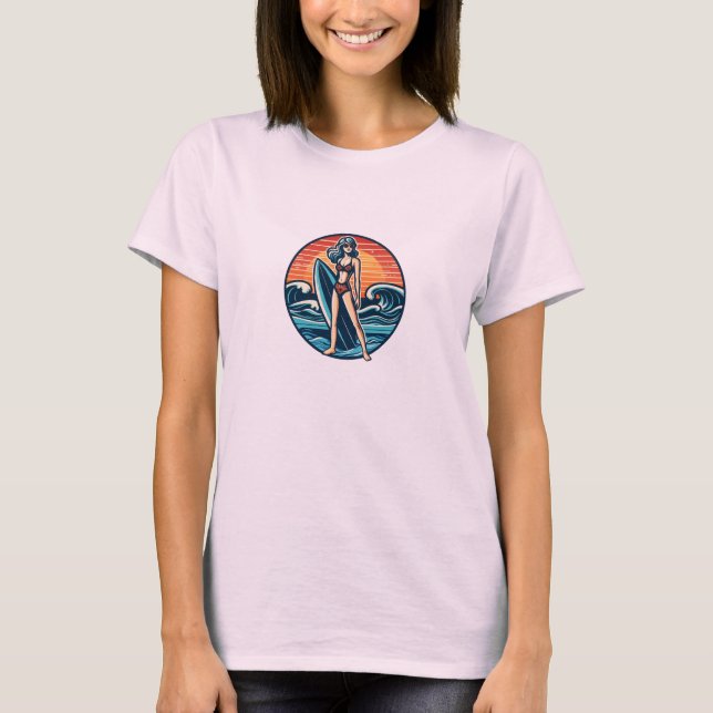 Beach Surfa Girl T Shirt (Framsida)