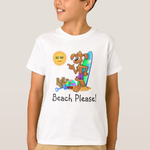 Beach surfa hund på stranden t shirt