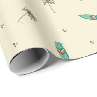 Beach Surfboard och Handflatan Träd Wrapping Pappe Presentpapper