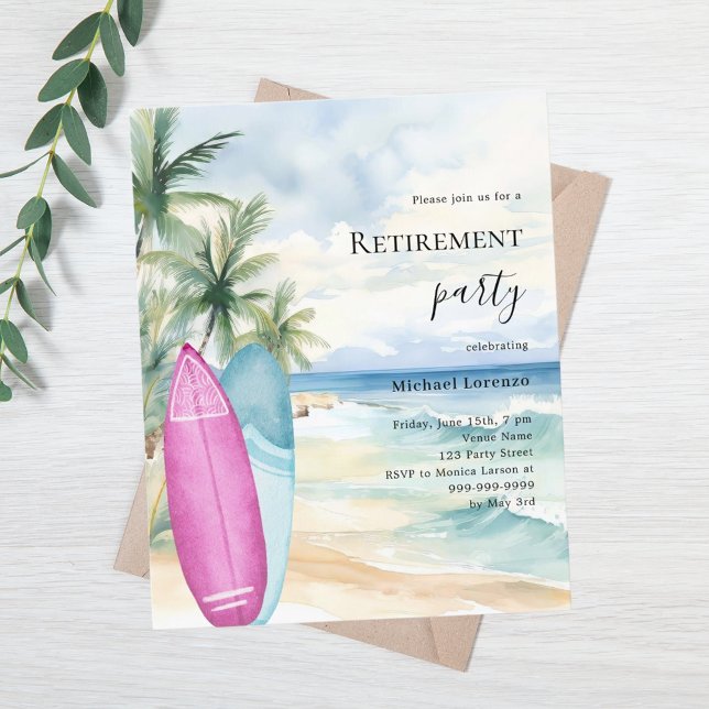 Beach surfboard pension-partiinbjudan (Skapare uppladdad)