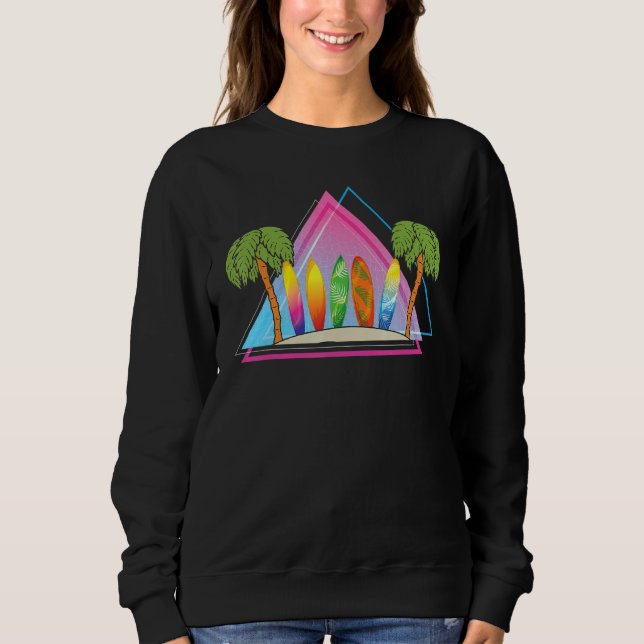 Beach Surfer Handflatan Träd Surfing Summer Vacati T Shirt (Framsida)