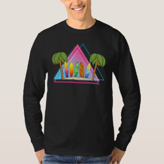Beach Surfer Handflatan Träd Surfing Summer Vacati T Shirt