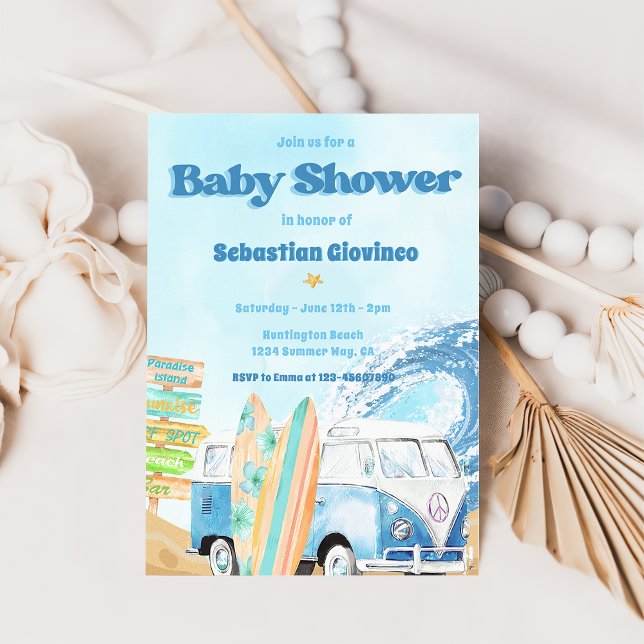 Beach Surfing Baby Shower-inbjudan Inbjudningar (Skapare uppladdad)