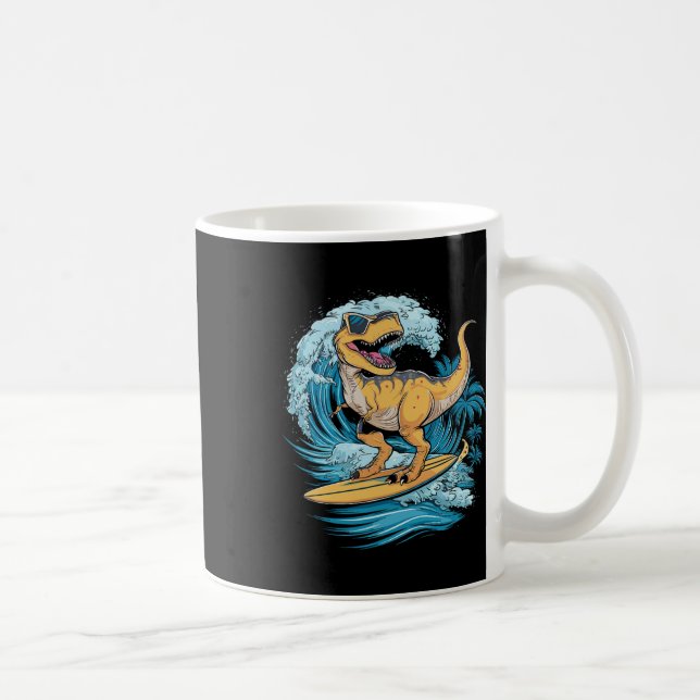 Beach Surfing Dinosaur T-rex Surfar  Kaffemugg (Höger)