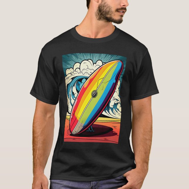 Beach Surfing  Pop Style Surfing Mom  1 T Shirt (Framsida)
