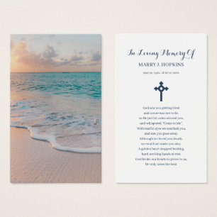 Beach Sympathy Funeral Memorial Prayer-kort Visitkort
