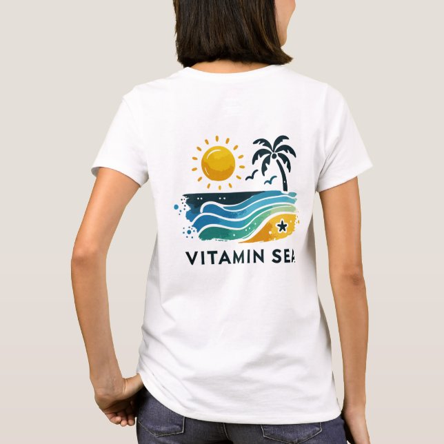 Beach T-Shirt Design - Vitaminhavskartong Kvinna (Baksida)