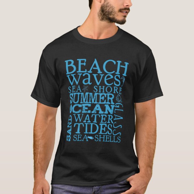 Beach T Shirts För manar Woman Sea Thmet (Framsida)