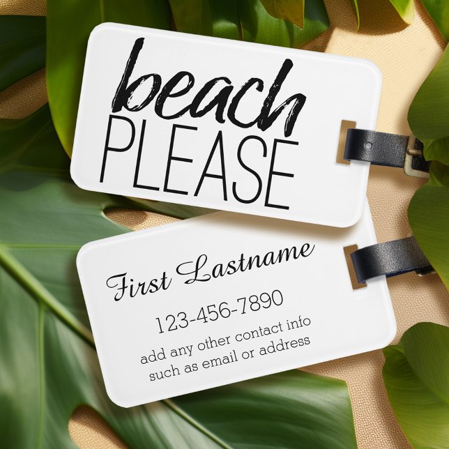 Beach, tack bagagebricka (Personalized luggage tag - Beach Please)