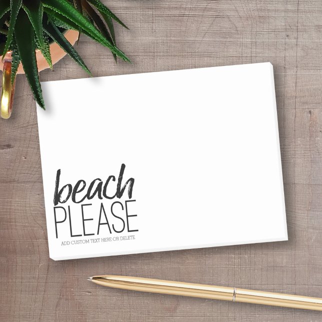 Beach, tack post-it block (Personalized Post-It Notes - add you name or other text)