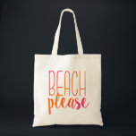 Beach, tack | Rosa och Orange Tote Bag Tygkasse<br><div class="desc">Den här tropiska totepåsen är perfekt för dina strandnötter. Uttrycket "Var snäll mot persikor" finns i en rosa- och orange-kombination.</div>