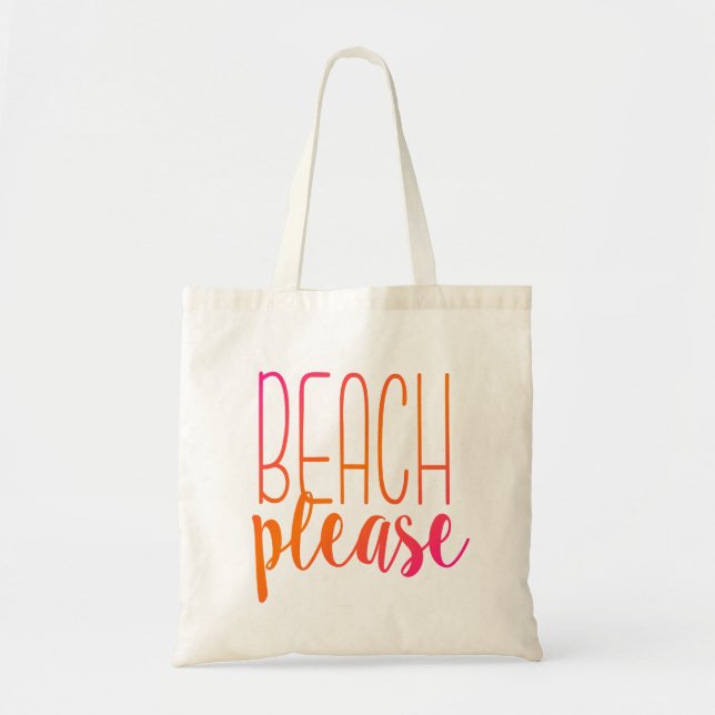 Beach, tack | Rosa och Orange Tote Bag Tygkasse (Framsidan)